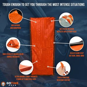 Go Time Gear Life-saco de dormir de emergencia, <span class=keywords><strong>Bivvy</strong></span> térmico, para usar como saco de emergencia, Mylar, manta de emergencia para camping - Product Image 2