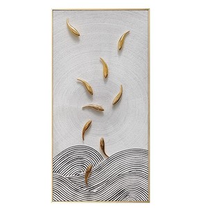 Pintura al Óleo Pintada a Mano, Arte de Nueve Peces, Decoración de Pared Vertical, Marco de Metal, Mural para Sala de Estar o Pasillo, Estilo Moderno Minimalista - Product Image 5