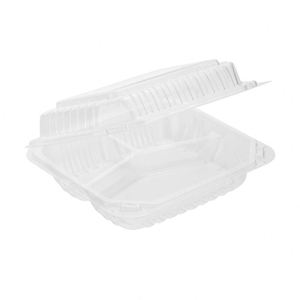Contenants à emporter en PP translucides à 2 compartiments, 7,5 pouces, lot de 150, sans BPA, compatibles micro-ondes, sans aérations - Product Image 1