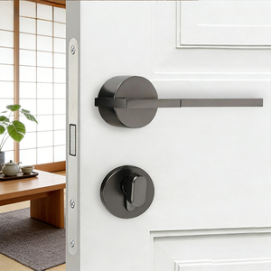 Latest Design Modern Decorative Gun Metal <strong>Door</strong> <strong>Knob</strong> Handle Linear Shape for Apartment Use Mechanical Split Lock - Product Image 1