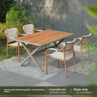 Outdoor Rattan-Gartenmöbel-Set im Chinesischen Stil Multifunktionale Esstische und Stühle für Innenhof, Terrasse und Balkon