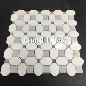 GGL Pierre Design Moderne Octogone <span class=keywords><strong>Carrelage</strong></span> de Marbre Mélange de Thassos Blanc <span class=keywords><strong>et</strong></span> Palissandro Bleu pour Cuisine Salle de Bain Hôtel - Product Image 1