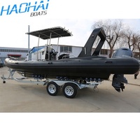 Yacht de luxe Haohai HH-RIB580B de 19 pieds certifié CE, coque en fibre de carbone à fond en V profond, moteur hors-bord 90 CV, capacité de 8 personnes pour la pêche