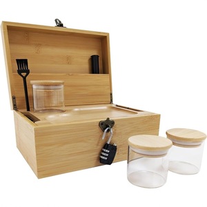AGG - Caja de Bambú Natural para Guardar Objetos, con Logotipo Personalizado, Accesorios para Fumar, Estuche de Almacenamiento a Prueba de Olores con Cerradura - Product Image 1