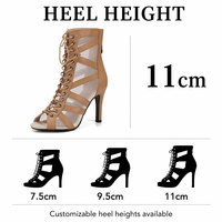 Chaussures de danse latine salsa jazz pour femmes, bottes courtes de danse de salon pour filles, bottes de danse fines à lacets pour femmes