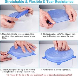 Silicon Lid Cover Stretch Cover <b>Seal</b> Reusable <b>Silicone</b> Stretch Strech Lid <b>Silicone</b> Stretch Lids Bottle Caps Closures - Product Image 2