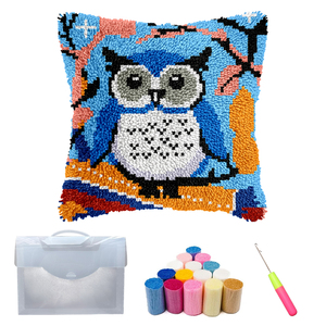 Custom Pattern DIY Owl Latch Hook Pillow Kit Handmade Home Decor Yarn Decoration Craft Gift Textile & Fabric Crafts