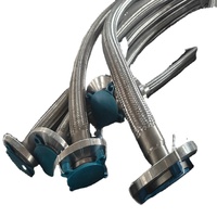Joint de dilatation à bride en acier inoxydable épaissi avec soufflet métallique 304 en PTFE, tuyau de dilatation à soufflet basse pression, 1 pièce