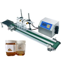 Machine de remplissage automatique de liquides en bouteilles en acier inoxydable, 4 têtes, avec convoyeur, pour jus de fruits, boissons et eau