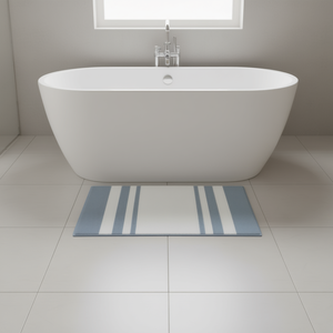 Tappetino da Bagno Reversibile a Doppio Lato, in Cotone a Righe, Rettangolare con Base in Gomma, Design Moderno e Minimalista - Product Image 2