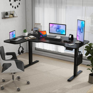 Угловой офисный стол L-образной формы, рабочая станция, офисная мебель, стол руководителя, каркас для стола с двойным мотором, регулируемый по высоте, для дома и офиса - Product Image 1