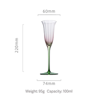 Verres à cocktail et flûtes à champagne vintage en verre cristal rose et vert à motifs floraux pour la maison