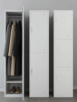 Armoire de rangement en acier autoportante à porte unique, durable, haute, avec serrure, pour appartement et chambre à coucher