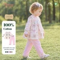 Ensemble 2 pièces pour filles : Tunique à manches longues imprimé canard et pantalon uni smocké – Vêtements pour enfants en gros