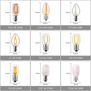 <span class=keywords><strong>Edison</strong></span> Ampoule à filament LED E14 <span class=keywords><strong>Lampe</strong></span> décorative en spirale C7 T20 T22 Styles rétro Ambre clair givré Dimmable pour la maison résidentielle AC - Product Image 2