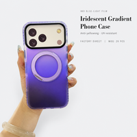 Coque de téléphone IMD Aurora Gradient pour iPhone 16 Pro Max avec béquille, compatible charge sans fil, antichoc, multicolore, OEM, vente en gros