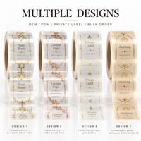 Étiquette de bouteille de brume corporelle OEM, film transparent, feuille d'or, autocollante, emballage cosmétique, étiquette en rouleau