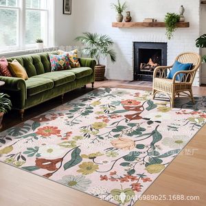Alfombra Rectangular con Estampado Floral Wan Xinlong, Estilo Bohemio, Lavable, para Sala de Estar, Sofá, Mesa de Centro - Product Image 1