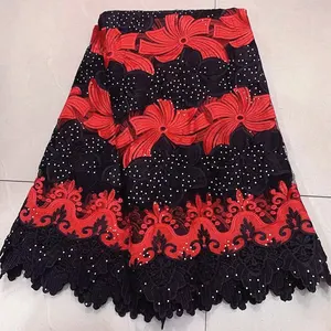 Lace For Fabric African Guipure Lace Fabrics High Quality Nigerian Swiss Voile Switzerland Net Tulle Lace 2.5 Yards For Wedding
