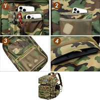 Sac à dos tactique 45L Oxford imperméable antivol avec cadre externe, système Molle, sangle à chaîne, style anglais pour le camping en plein air