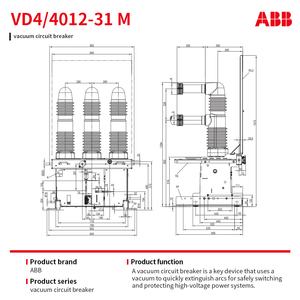 Interruptor de Vacío Trifásico A-BB Original VD4 4012-25 M P440 H400 220NST F 40.5kV, Capacidad de Ruptura de 25kA, 50/60Hz, en Stock - Product Image 5
