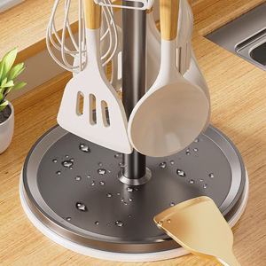Kitchen Spatula <b>Rack</b> Round <b>Rotating</b> Hook Anti Skid Countertop <b>Storage</b> For Utensils Spoon Draining Bracket - Product Image 2