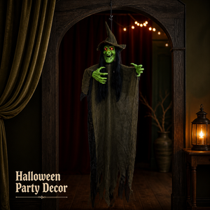 SIPKLR Décoration d'<span class=keywords><strong>Halloween</strong></span> 75'' : Sorcière et Fantôme Animés Suspendus avec Yeux Lumineux et <span class=keywords><strong>Musique</strong></span> <span class=keywords><strong>pour</strong></span> Décoration de Maison Hantée - Product Image 6