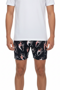 Shorts personnalisés pour hommes à motif crâne, séchage rapide, taille élastique, décontractés, imprimés numériquement en polyester - Product Image 1
