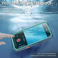 Étui de protection 360° étanche pour iPhone 16/16 Plus, translucide vert sarcelle, avec anneau magnétique et cordon, antidérapant et confortable