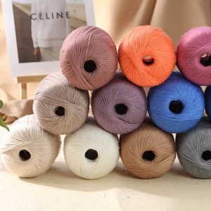 Sợi len cao cấp, nhuộm màu, móc tay, đan tay bằng chất liệu pha cotton, acrylic, tơ tằm để dệt - Product Image 5