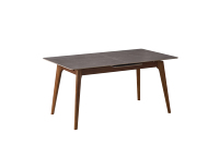 Table à manger extensible en pierre frittée avec pieds en bois massif