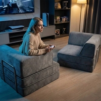 Sofá Cama Futón Moderno para Sala de Estar, Pequeño, sin Estructura, de Espuma Comprimida, Diseño de Suelo, Mueble Perezoso