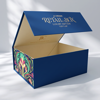 Boîte cadeau rigide pliable magnétique de luxe personnalisée, avec motif imprimé, en or marine et feuille d'or, pour vêtements et chaussures
