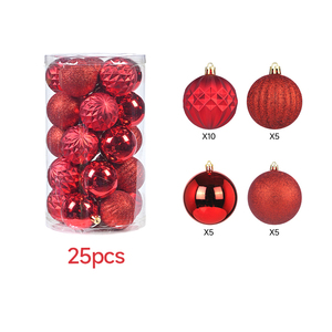 25 Stück 6cm 10 Farben Glitzer Weihnachtskugeln Hängende Baumschmuck-Set Bruchsichere Kunststoff-Weihnachtskugeln - Product Image 3