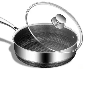 Pan Triple Layer Stainless Steel Honeycomb Nonstick Frying Pan Cookware Nonstick Deep Pan
