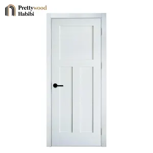 Prettywood Traditional White Shaker Door Design Interior Solid Wooden Bedroom Door Fro House