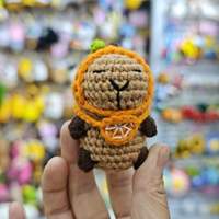 Porte-clés Capybara au crochet fait main, poupée animale en fil tricoté, breloque de sac, pendentif Capybara mignon de dessin animé
