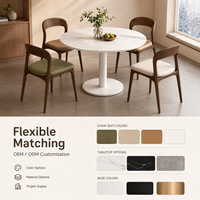 Modernes Café-Esszimmer-Set, Runder Tisch aus Sinterstein mit Holzstühlen für Café-Bistro Komfort-Sitzmöbel-Set