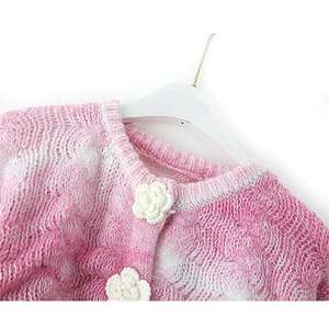 Manteau pull cardigan en tricot épais pour femmes avec boutons floraux teints d'automne - Product Image 4