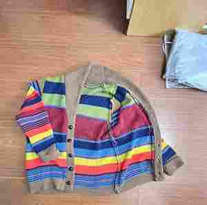 Jersey cálido y acogedor de manga larga para hombre, suéter con cuello alto y un solo botón, bloque de Color 3D, chaqueta de primavera a rayas - Product Image 3