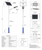 Lampadaire solaire LED intégré étanche IP65 60W-200W avec panneau monocristallin, télécommande et caméra CCTV pour route et jardin