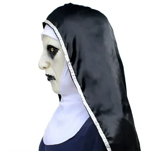 Maschera da Suora <span class=keywords><strong>Horror</strong></span> a Tema Cinematografico con Copricapo, Maschera in Lattice Spaventosa per Halloween, Costume Cosplay, Accessorio per la Testa per Adulti per Casa Stregata - Product Image 5