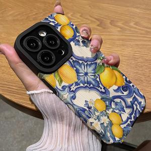 <span class=keywords><strong>Coque</strong></span> de téléphone portable en cuir à motif <span class=keywords><strong>citron</strong></span> et cure-dent tendance pour <span class=keywords><strong>iPhone</strong></span> 16, 15, 14, 13, 17, 18 Pro Max - Product Image 5