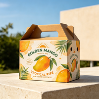 Aquarel Mango Cadeaubox Handvat Digitale Print Waterdicht Anti-Kneus Gable Box Fruitwinkel Aangepast Logo Gratis Ontwerp Draagbaar