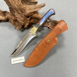 Coltello da Chef Personalizzato 5CR15 con Finitura a Specchio, Coltello da Macellaio Bowie con Bolster in Ottone Intagliato e Impugnatura in Legno Stratificato - Product Image 6