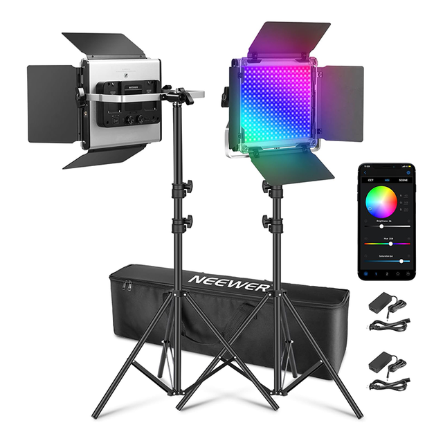 NEEWER Upgraded 660 PRO II RGB LED Video Light with App Control & Stand Kit for Game Streaming YouTube Photography