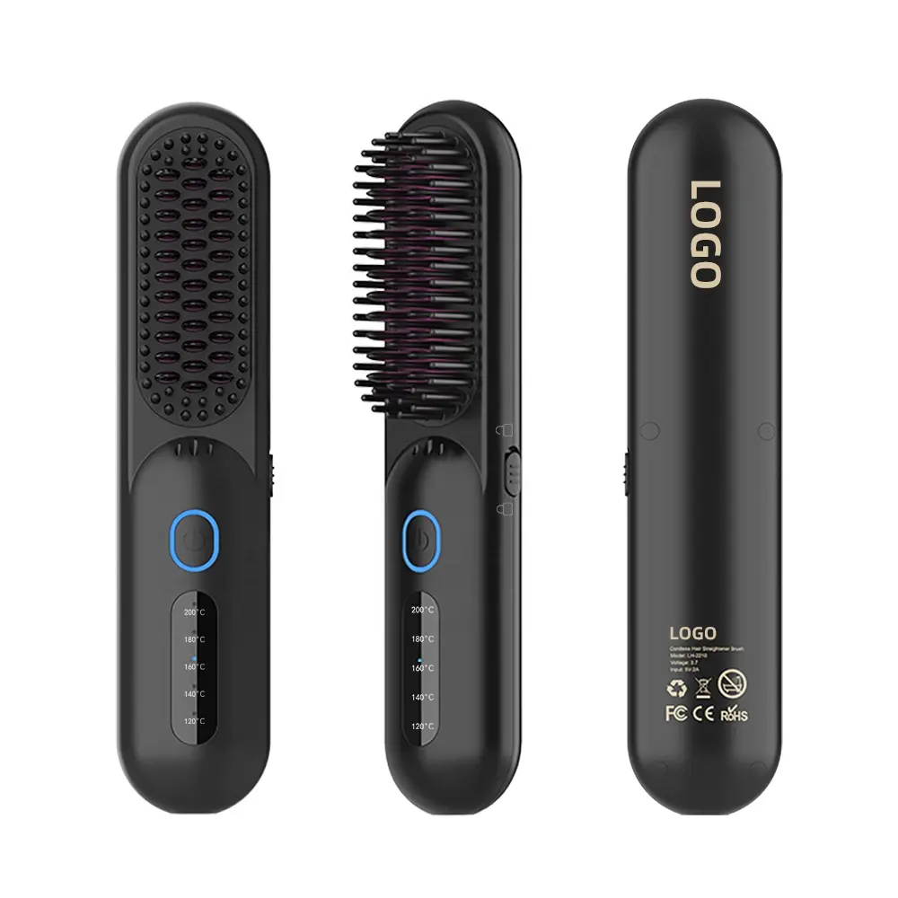 Mini elétrico sem fio escova de cabelo iônico ferro straightener 30 Mins Auto-Off Hair straightener brush