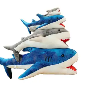 批发巨型鲨鱼毛绒玩具鲨鱼睡袋咬我毛绒鲨鱼榻榻米沙发床毛绒动物玩具动物睡袋