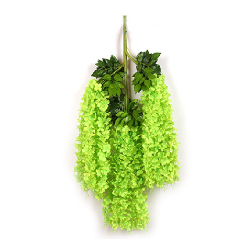 Glicine di fiori artificiali di seta ad alta densità verde limone