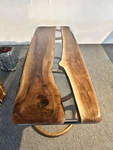 Set Tavolo da Pranzo in Legno Massello con Finitura in Resina Epossidica Trasparente, Disponibile in Diverse Dimensioni, Stile Rustico per <span class=keywords><strong>Arredamento</strong></span> <span class=keywords><strong>Casa</strong></span> - Product Image 5